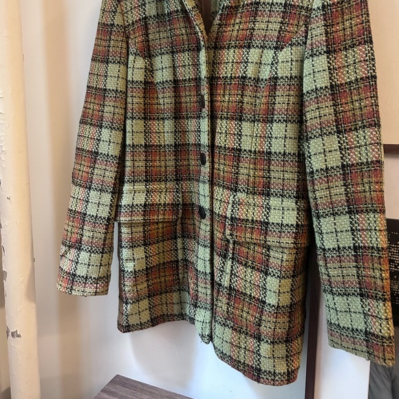 ▪️sold▪️vintage green plaid coat gruppo americano mid length jacket - Picture 4 of 11